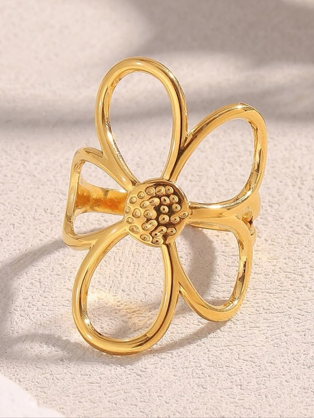Flower Ring Daisy Gold Daisy Ring Adjustable Open Chunky